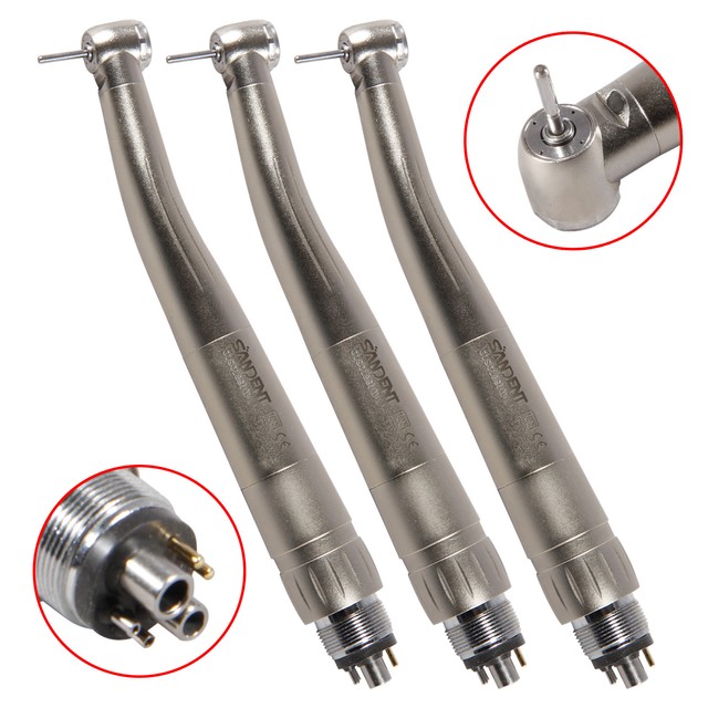 3 Dental Fiber Optic Handpiece LED Turbine Fit NSK Quick Coupling 4 Way