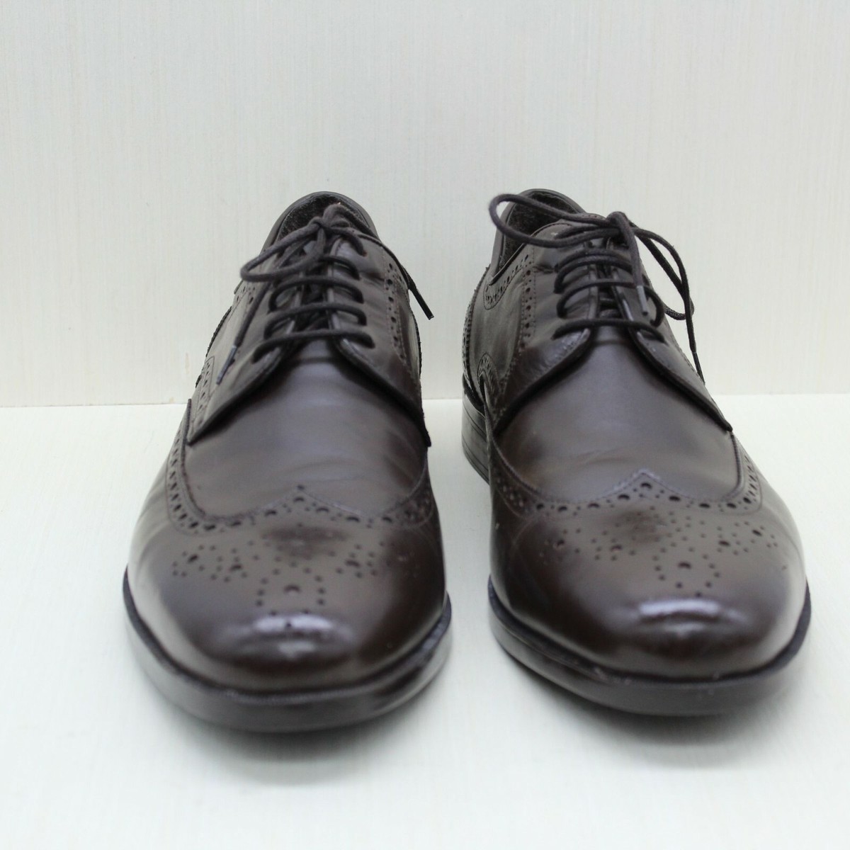 Saks Fifth Avenue Mens Brown Leather Oxford Wingtip Brogue 