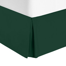 Luxury Pleated Tailored Bed Skirt - 14  Drop Dust Ruffle, Full - Hunter Green