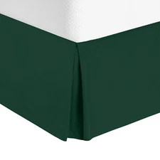 Luxury Pleated Tailored Bed Skirt - 14” Drop Dust Ruffle, Full - Hunter Green