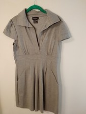 A-List by Wrapper gray dress L cap sleeve high waist polyester rayon spandex