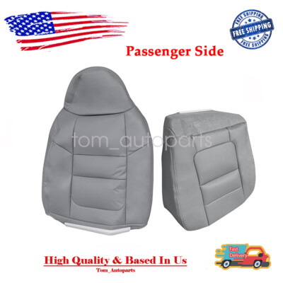 Passenger Bottom Top Leather Seat Cover Gray For 2001 Ford F250 F350 450 Lariat