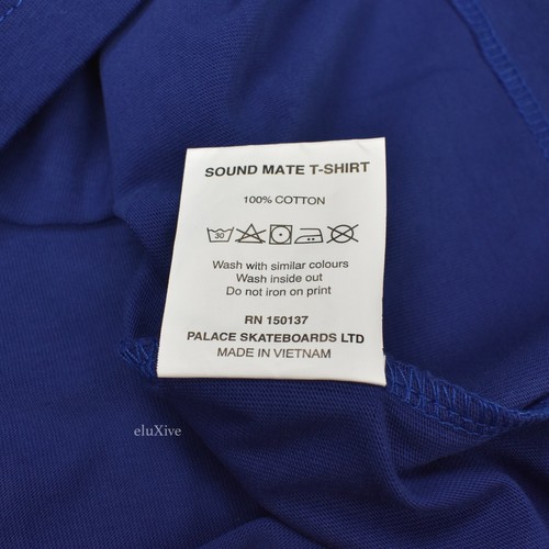 NUEVO CON ETIQUETAS Camiseta Palace Sound Mate Tri-Ferg Años 90 Estampado Logo Para Hombres M Azul FW19 AUTÉNTICA - Imagen 7 de 9