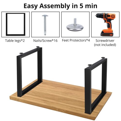 Garvee Metal Table Legs, 2PCS Heavy Duty Square Metal Bench Legs Furniture Le... - Picture 3 of 7