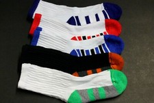 5 PAIRS KID'S COTTON PADDED GRAY CREW SOCKS 4-6 FIT KIDS SHOE 6-11.5 Athletic