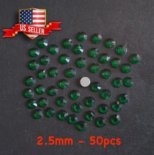 50pcs 2.5mm SS8 Dark Green Round Crystal Flatback Rhinestone Nail Art Phone Deco