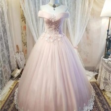 Pink Prom Dresses Sweethear Lace Applique A-line Ball Evening Dress Court Train