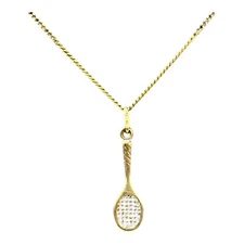 9ct 9K Yellow Gold Tennis Racquet Charm Pendant 0.92 Grams. Brand New