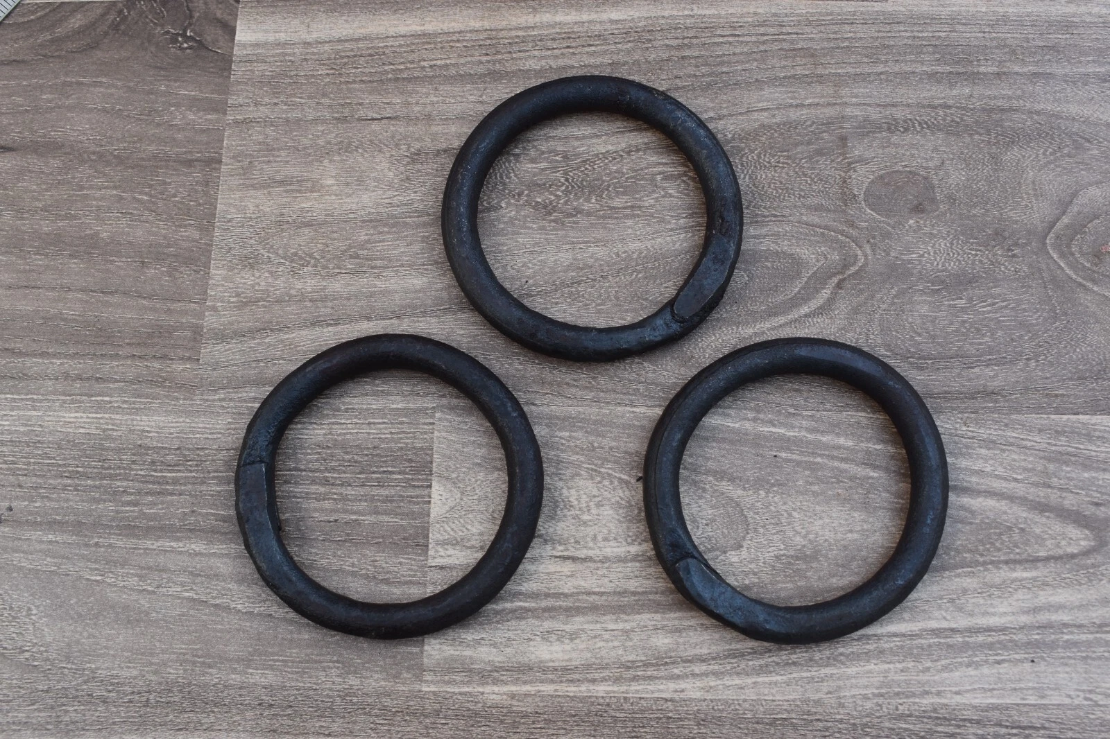 Vintage Handmade Iron horse tie hitching post ring hand forged barn 3 pcs