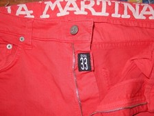 La Martina Designer Jeans 42/44 rot Stretchjeans Hose gerades Bein Jeanshose Top