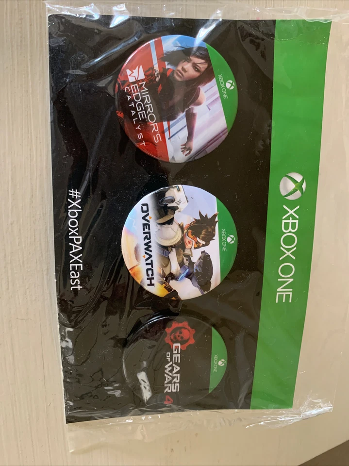 Xbox One Mirrors Edge Overwatch Gears of War 4 PAX East Promo Buttons New Sealed - Image 2 of 4