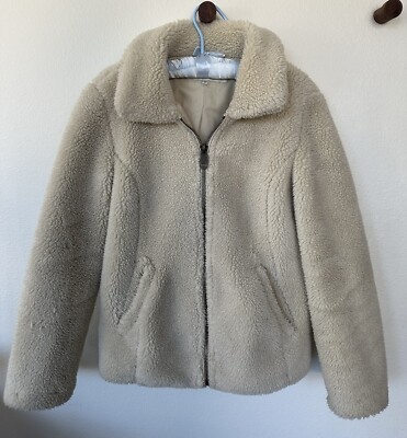 Sebby Collection Women s Faux Fur Sherpa Teddy Jacket Zip Up Tan Cream Small