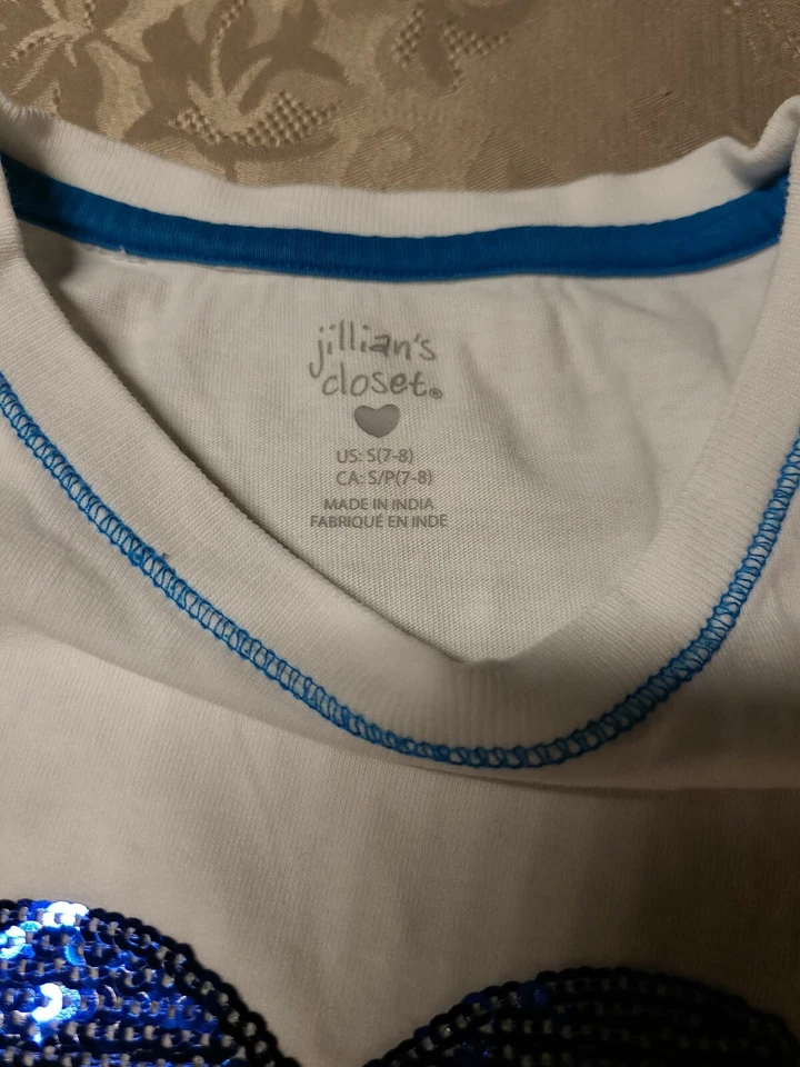 JILLIAN'S CLOSET GIRL'S WHITE WITH SEQUINS LONG SLEEVED SHIRT TOP ♡ S (7-8) - Image 3 of 4