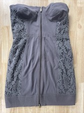 NEW Rachel Roy Strapless Zip Mini Dress Gray Lace Elastic Stretch Sz 8 LBD