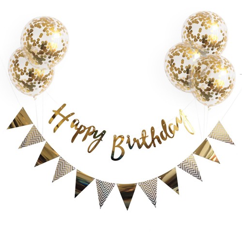 Larrel Happy Birthday Ballon-Banner – Karamellfarben, Alufolie, Inkl. Band & Strohhalm, Buchstaben Je 40,5 Cm