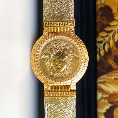 GIANNI VERSACE SIGNATURE Medusa Gold Plated G10 Men's Watch w/ box