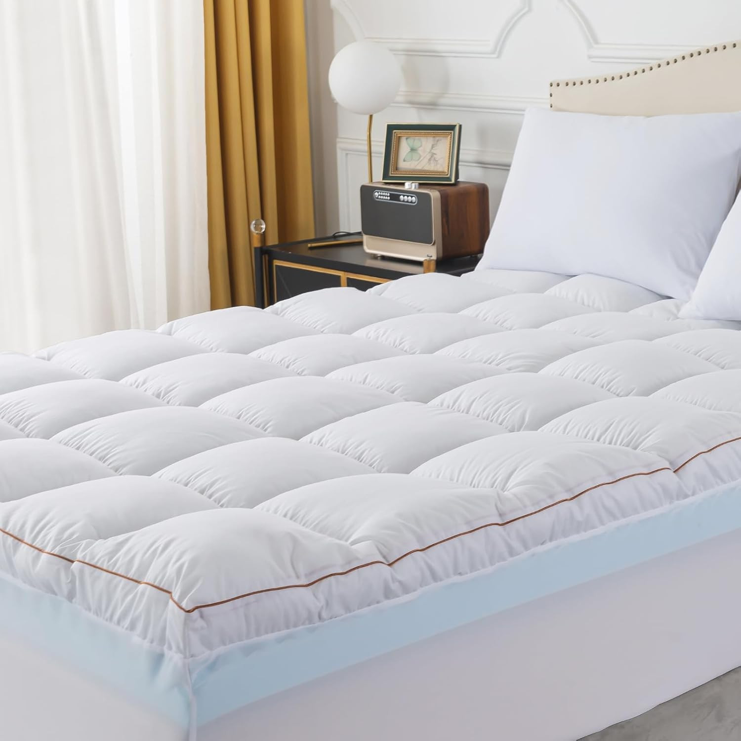 WhatsBedding Memory Foam Mattress Topper King Size, Soft Egg Crate Mattress T...