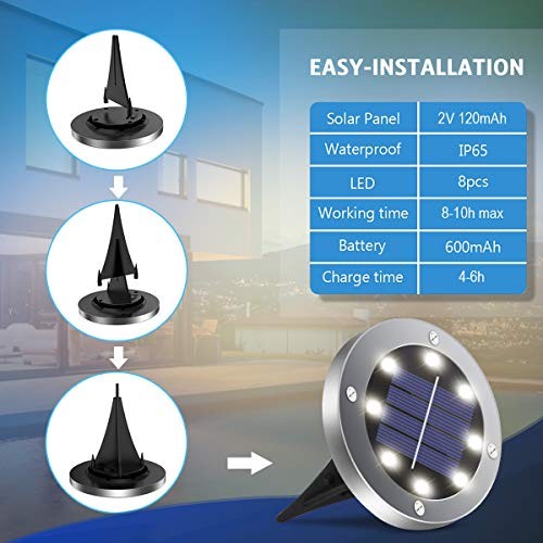 OULONGER SOLAR GROUND LIGHTS 16 PACKS BLACK/WHITE LIGHT