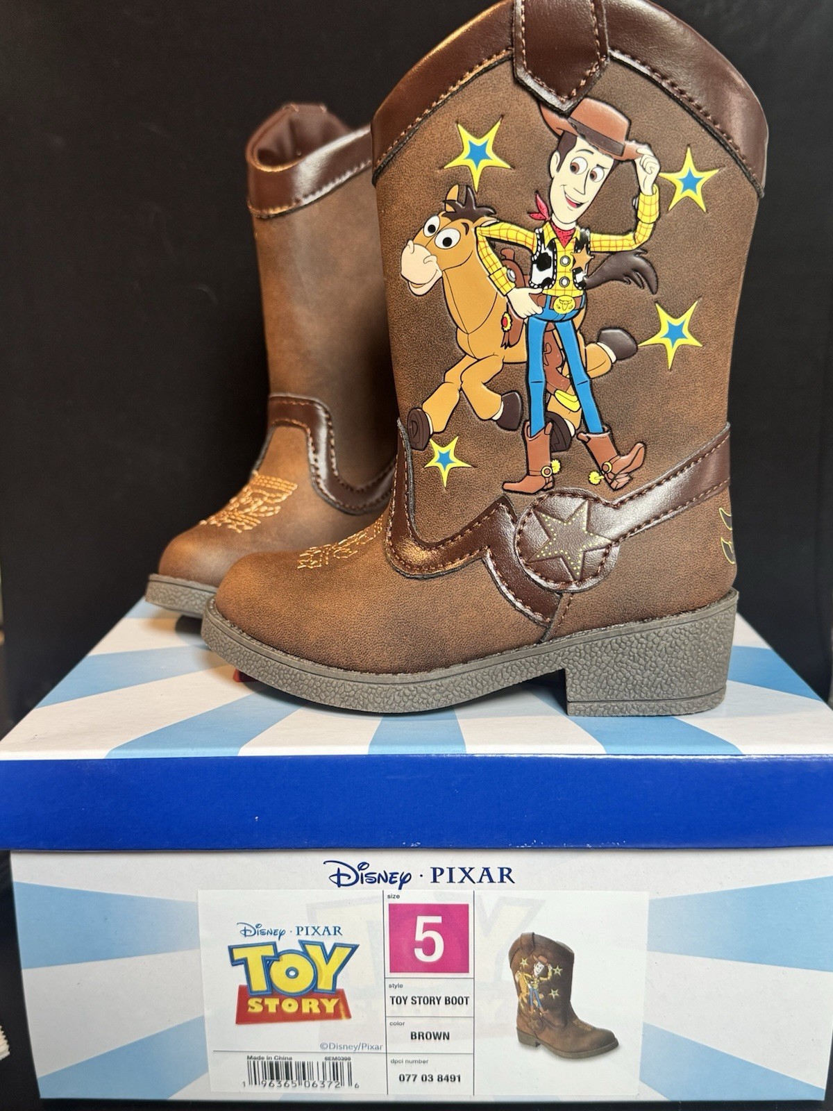 Disney Pixar Toy Story Woody & Bullseye Toddler Boys Size 5 Brown Cowboy Boots