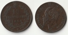 Moneta 10 centesimi 1866 H Italia