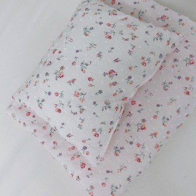 Puppenbettwäsche Puppenbett  Puppenwagen  Puppenwiege  NEU Blümen Rosa