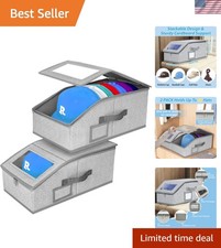 Hat Organizer for Baseball Caps,2 PCS Stackable Hat Storage Boxes holds up to...