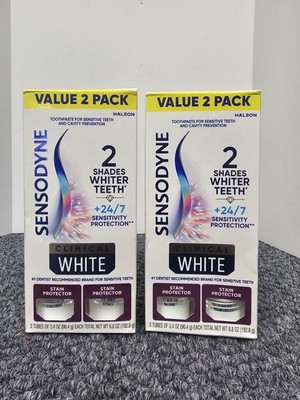 2X 2pk Sensodyne Clinical White Stain Protector Toothpaste - Total 4 3.4oz tubes