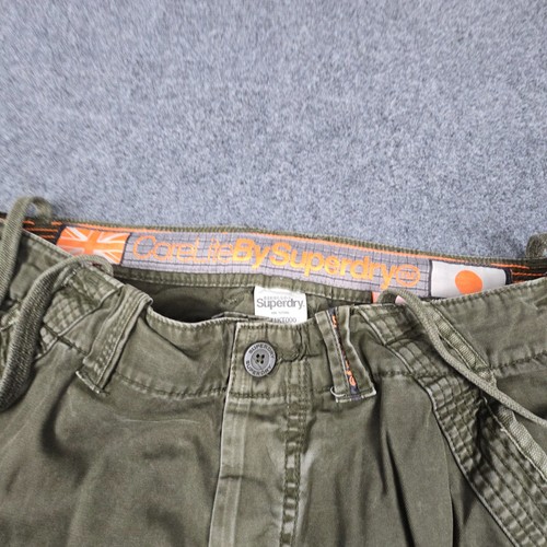 Superdry Shorts Mens LARGE Green Cargo Outdoor military cotton pockets Size L - Picture 3 of 9