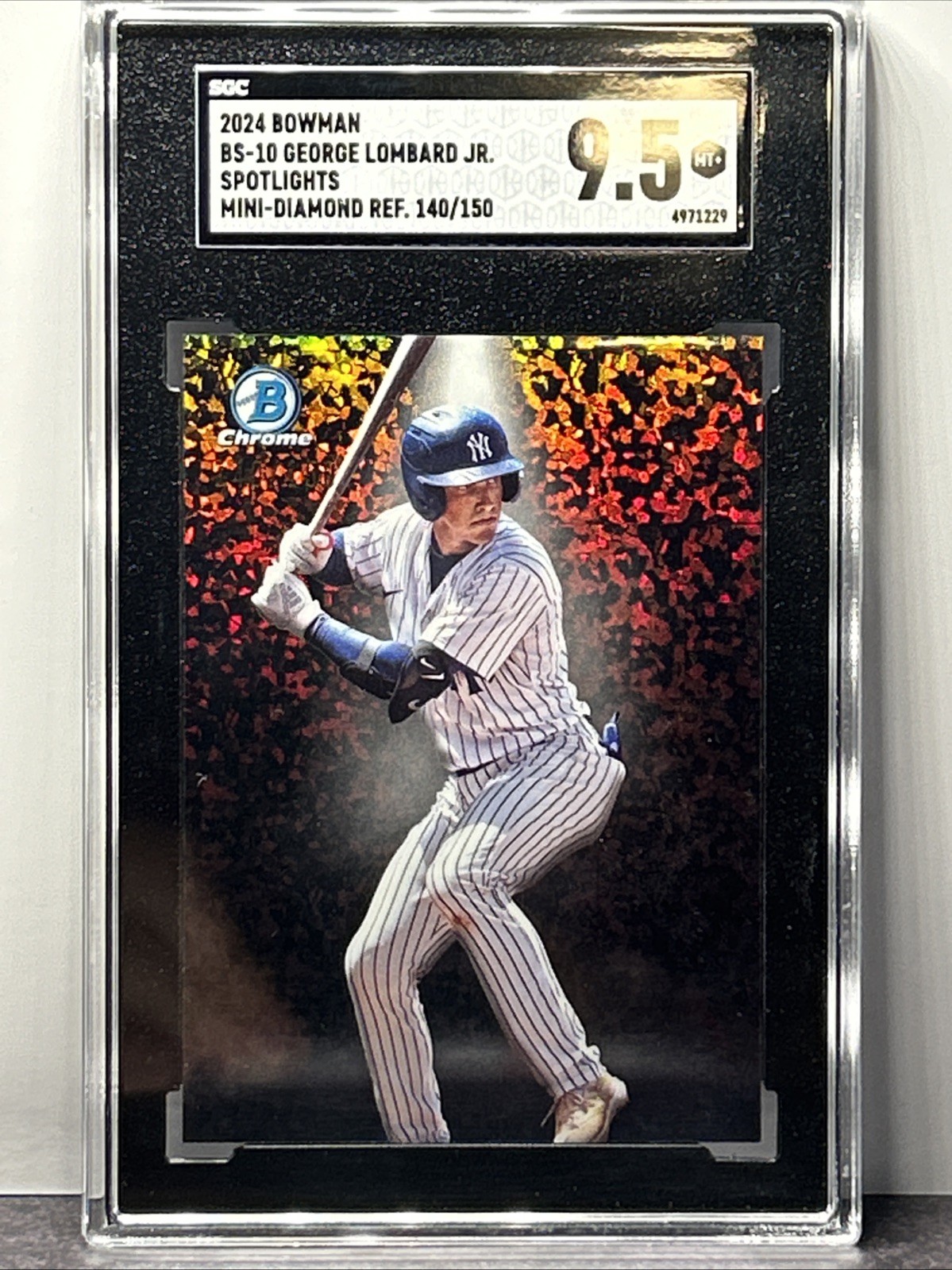 SGC 9.5 George Lombard Jr 2024 Bowman Spotlights Mini Diamond Refractor #140/150