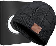 Medium Black Bluetooth Beanie Headphones 23H Playtime Wireless Earbuds
