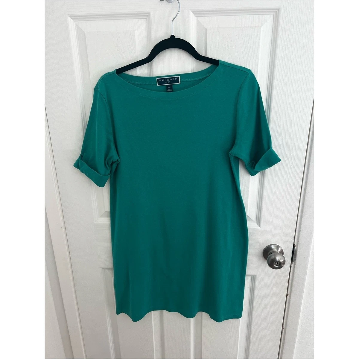 karen scott t shirt dress Karen Scott Sport Dark Red Rolled Cuff Short Sleeve T-Shirt Dress Size S