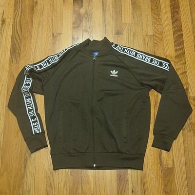 Adidas The Brand With The 3 Stripes Track Jacket Olive Green Men's Large