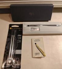 Vtg Cross Classic Century Lustrous Chrome Ballpoint Pen 3502 W/ 2 Refills 1982