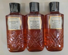 NEW Bath Body Works Lot of 3 Bottles Whiskey Toast 3-In-1 Hair Face Wash 10 oz