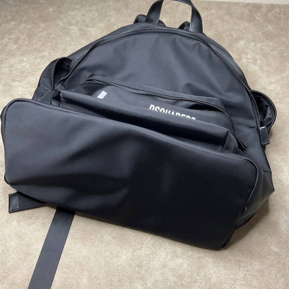 DSQUARED2 ICON Backpack Daypack Black Large Nylon Leather - Image 2 of 4