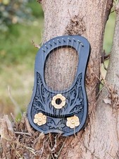 Black Flower lyre 10 String Rosewood Musical Lyre Harp with free String, Key Bag
