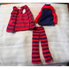 VTG Francie Doll #1243 Red Blue Strip Outfit Shoes Vest Pants Mod