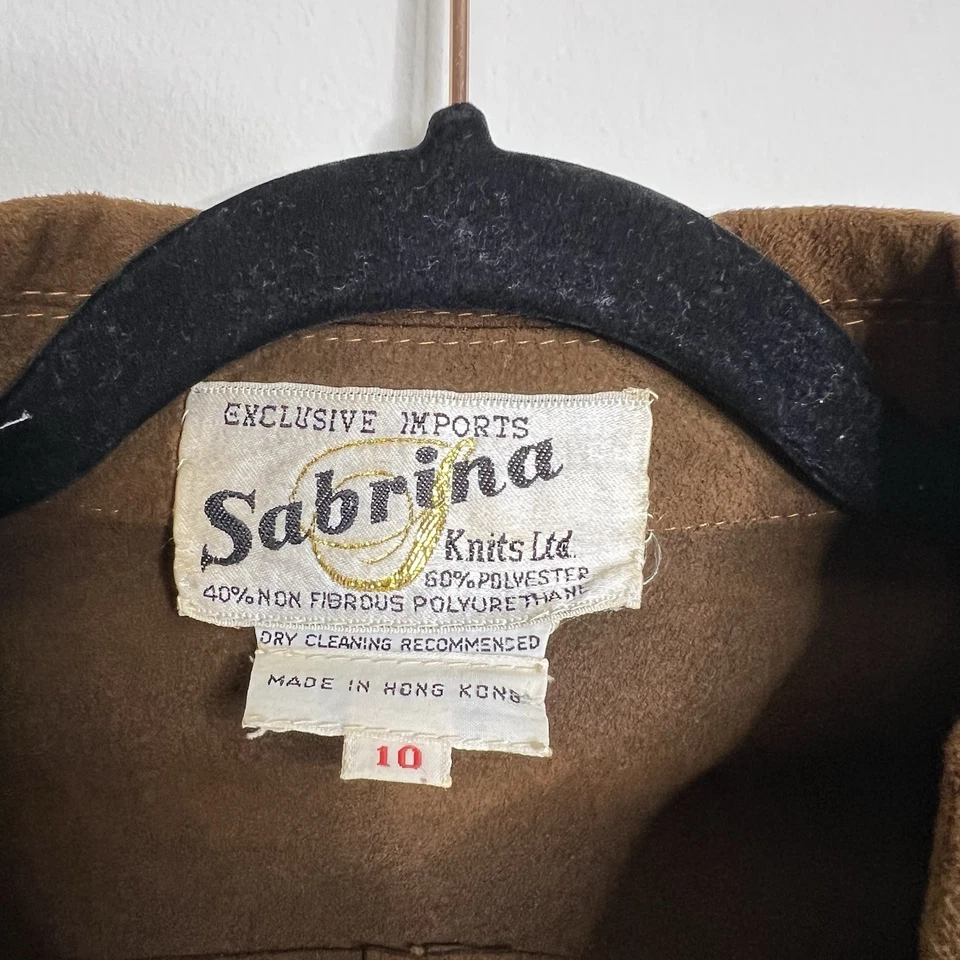 Camisa Blazer Vintage Años 70 Imitación Gamuza Abotonada Cuello Grande Marrón Cinturón 10 Foto 3 de 4