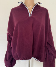 Victoria's Secret PINK Quarter-Zip Fleece Pullover Burgundy XXL