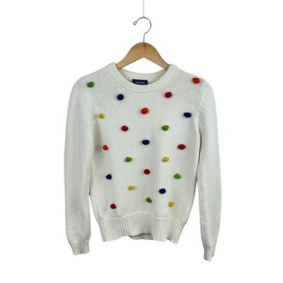 ModCloth Pom Pom Sweater S Cotton Cheerful Fun 