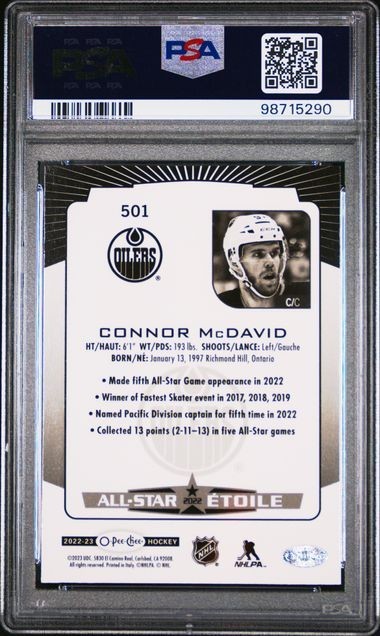 2022 UPPER DECK O-PEE-CHEE #501 CONNOR MCDAVID RAINBOW BLACK /100 PSA 9 MINT! view 2