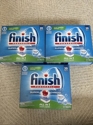 3 X Finish All in 1 Powerball Deep Clean  Dishwasher Detergent 60 Tablets Total