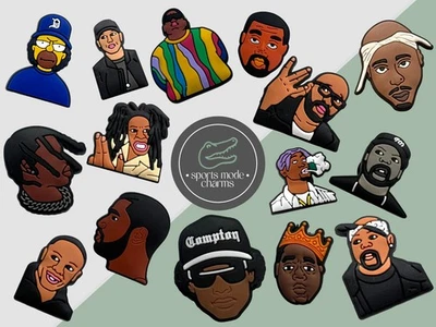 SPORTS MODE CHARMS Rappers - Charms for Shoes Clogs Sandal - Music Gangster Slim Compton Easy Rap