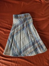 XS Vintage Plaid Skirt, Colors Light Blue, Cream, Brown