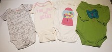  Lot of 4 One Piece baby girls onesies Carters, Gerber  Okie Dokie 0-3 months