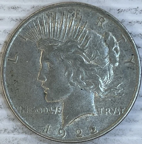 1922D Silver Peace Dollar Uncertified Very Fine Plus Circulated Condition