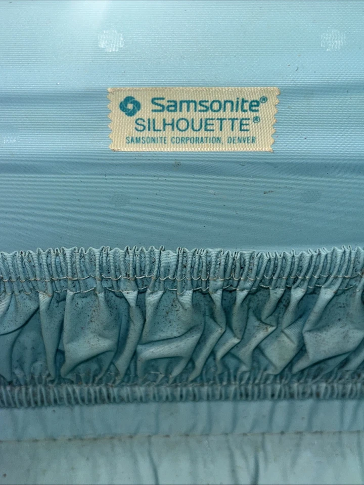 De Colección Años 60 Samsonite Silhouette Tren Azul Estuche Espejo Cosmético Sin Llave Foto 4 de 4