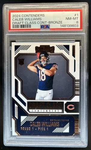 2024 Panini Contenders Caleb Williams Draft Class Bronze RC #1 Bears PSA 8