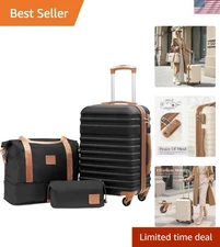 Versatile 3-Piece Luggage Set with 4 Spinner Wheels & 6 Pockets - Black Design