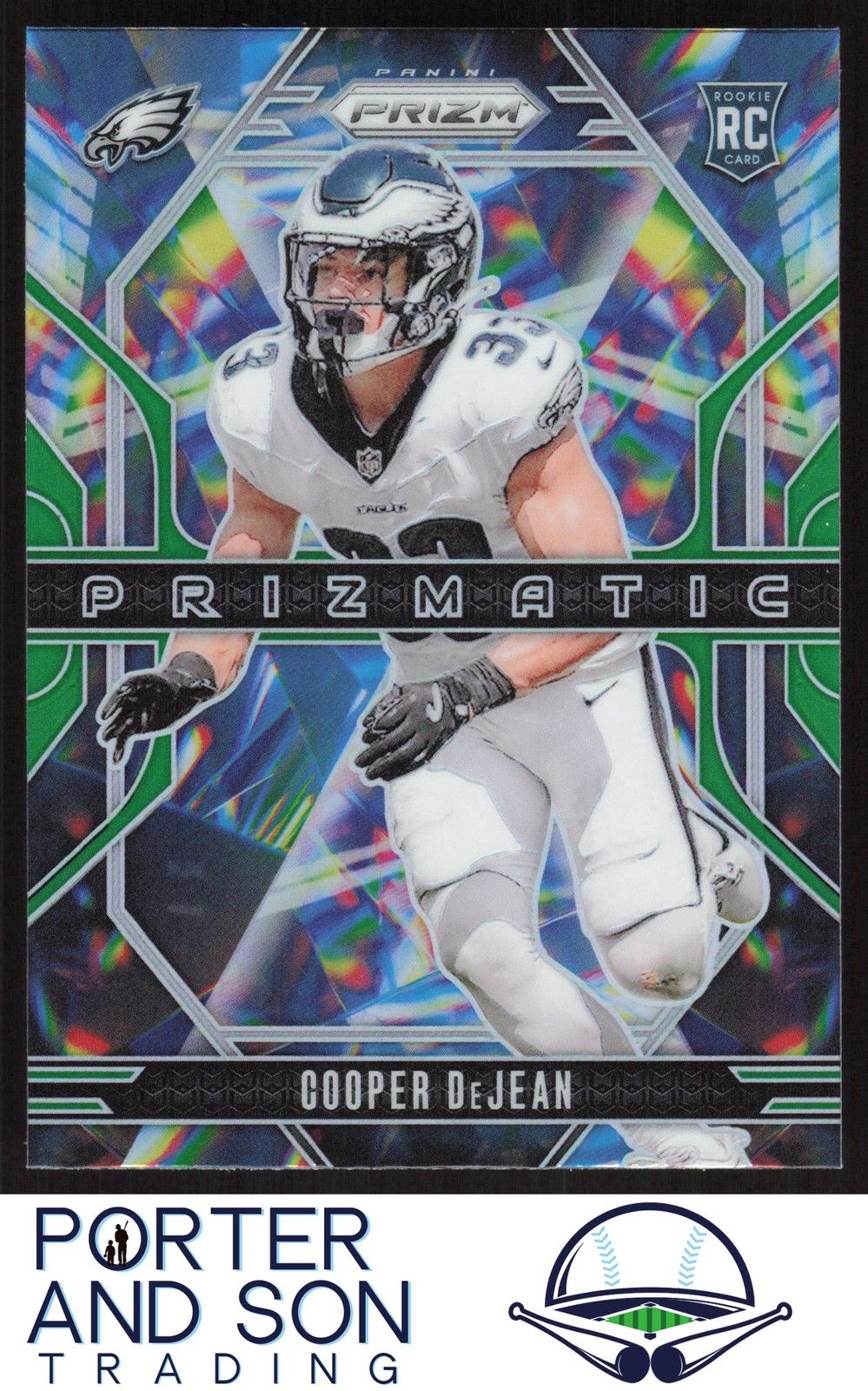 Cooper DeJean RC Prizmatic Green Ice 2024 Panini Prizm #6 Philadelphia Eagles